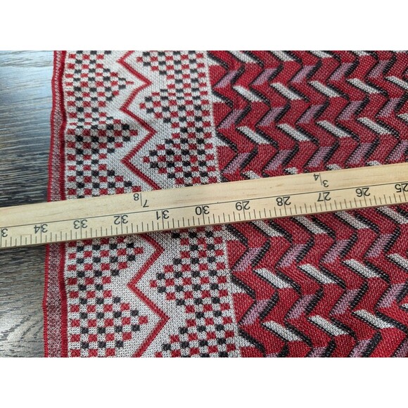 RARE Vintage Zara Metallic Thread Knit Dress Size M Red Chevron 200 - Picture 6 of 6
